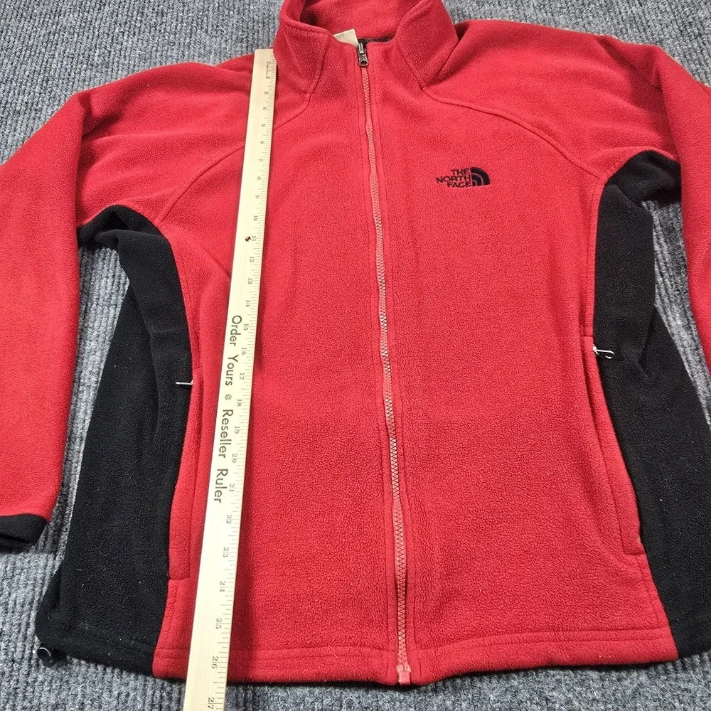 Vintage The‎ North Face Jacket Mens Medium Red Black Fleece Full Zip Hiking